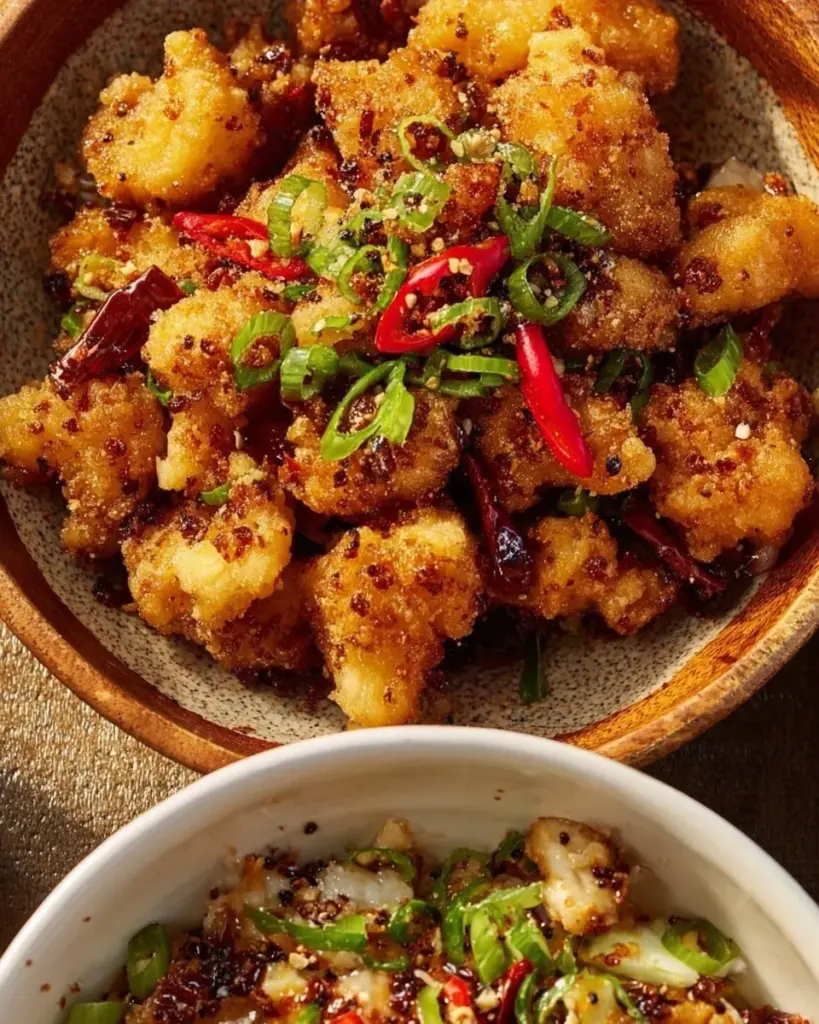 Crispy salt and pepper chicken served in a family gathering setting