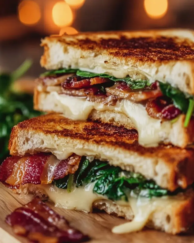 Delicious Brie grilled cheese sandwich with fig jam on toasted bread