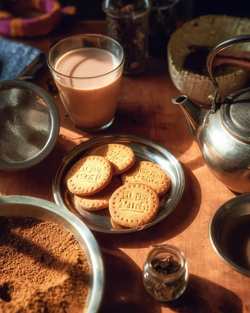 Homemade spiced tea brewed with aromatic spices and herbs