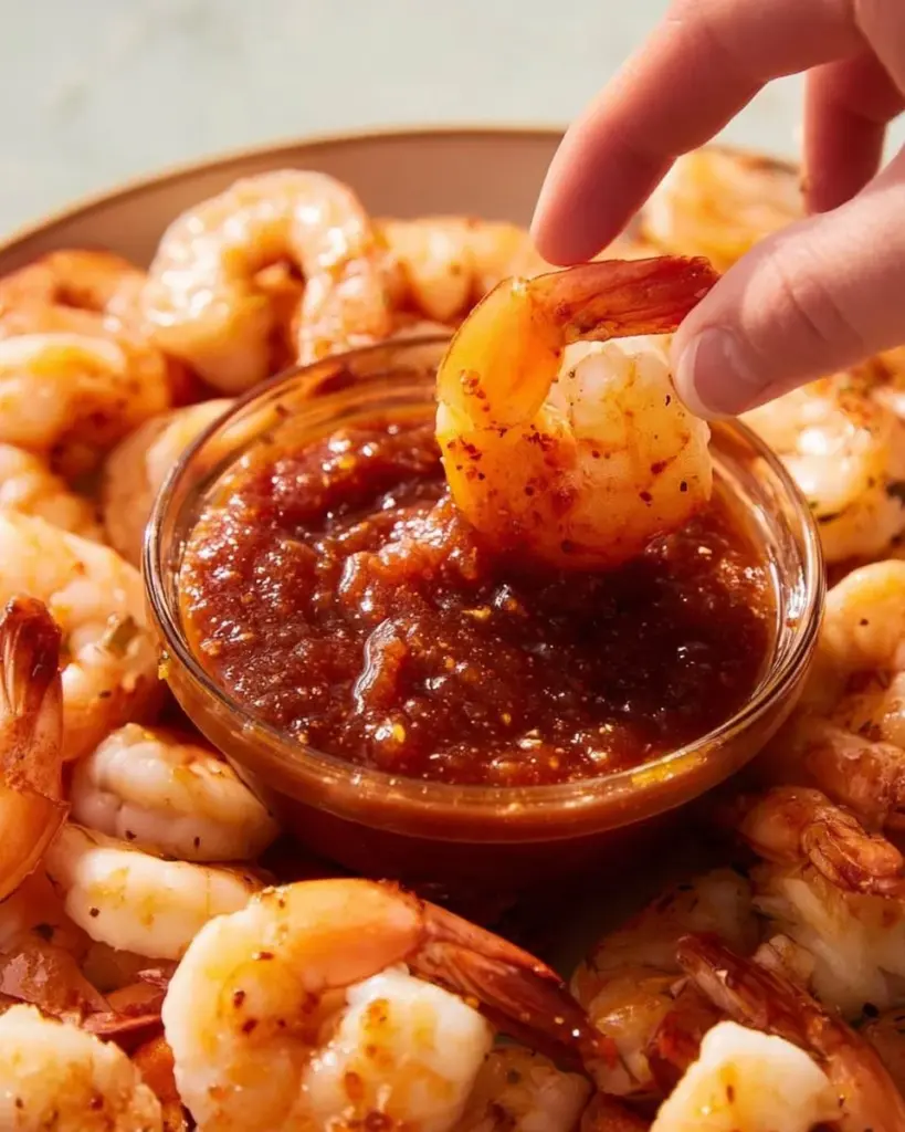 Bowl of homemade cocktail sauce with garnishes