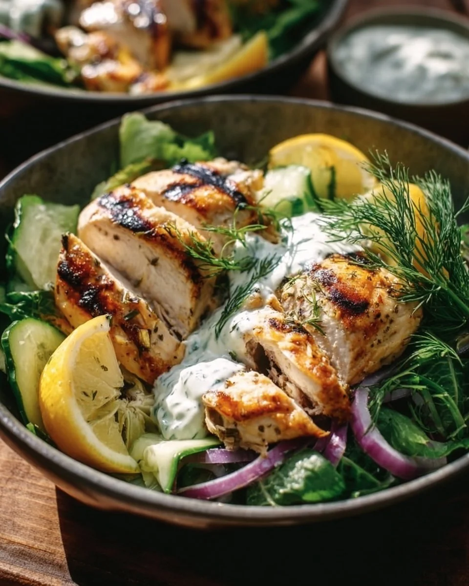 Mediterranean Lemon-Dill Chicken Bowls