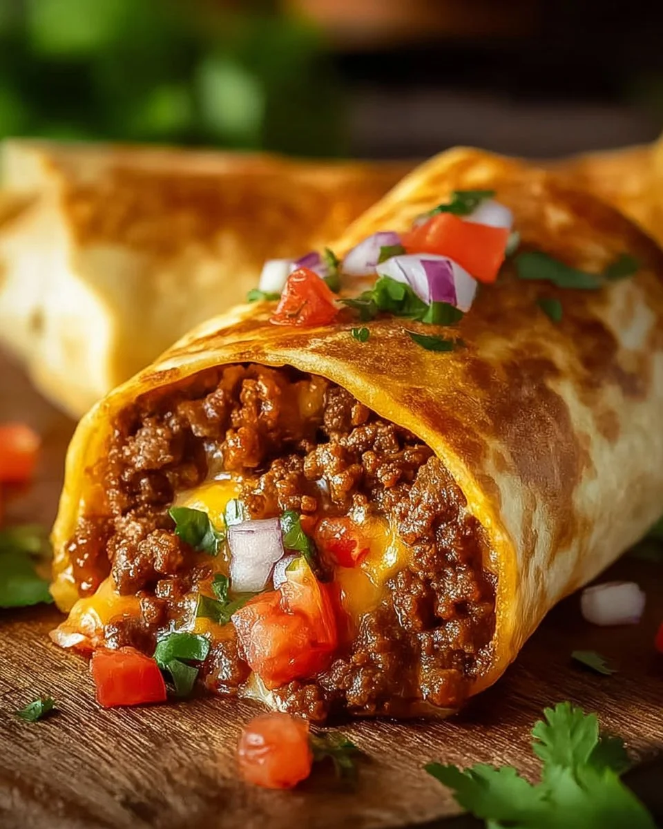 Cheesy Beef Chimichangas– Easy Dinner Recipe