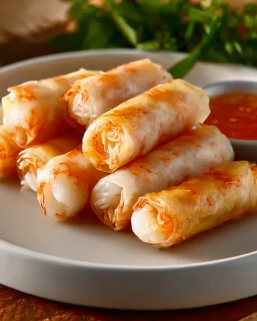 Crispy Thai shrimp in a blanket served on a plate