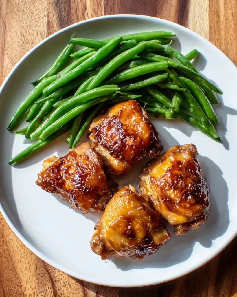 Tender Air Fryer Teriyaki Chicken served with rice and vegetables