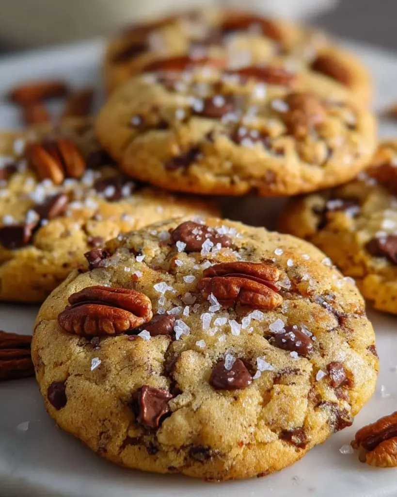 Brown butter pecan chocolate chip cookies fresh out of the oven