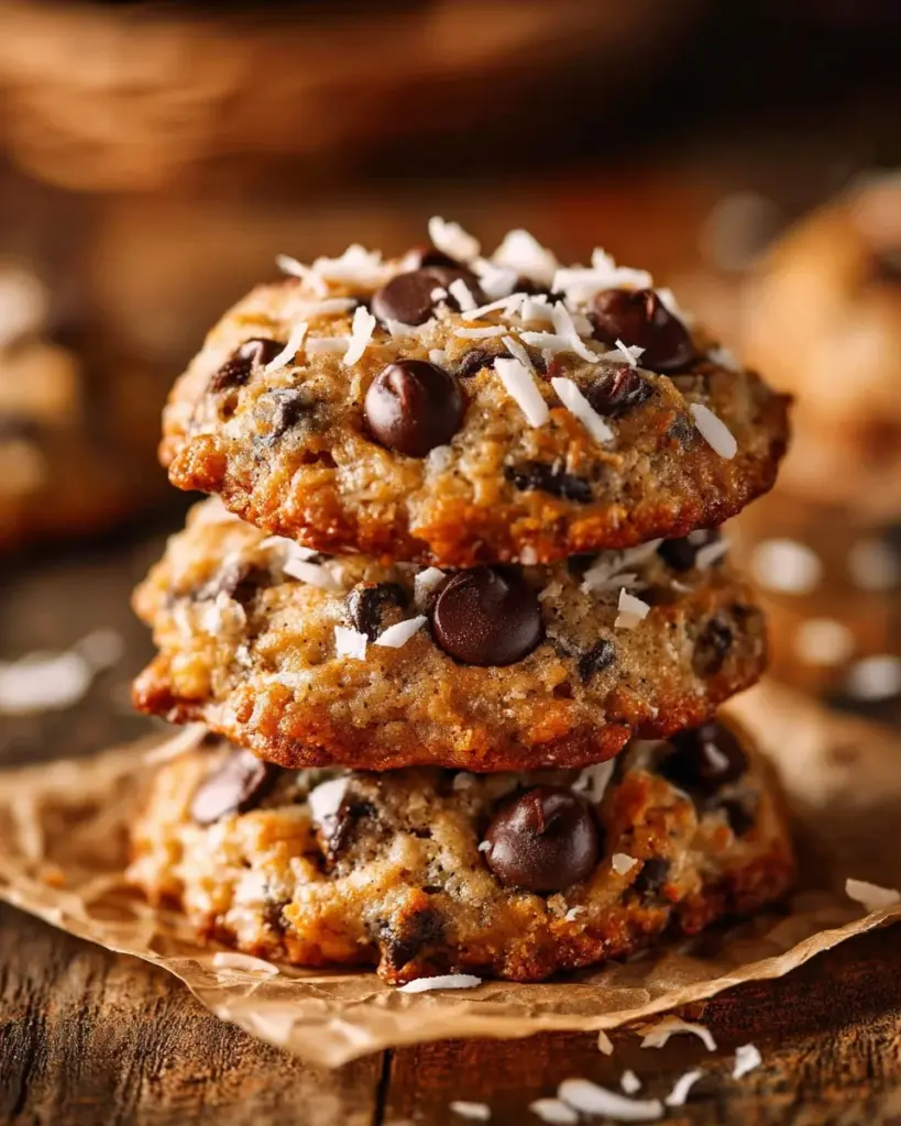 Delicious homemade coconut flour cookies on a wooden plate.