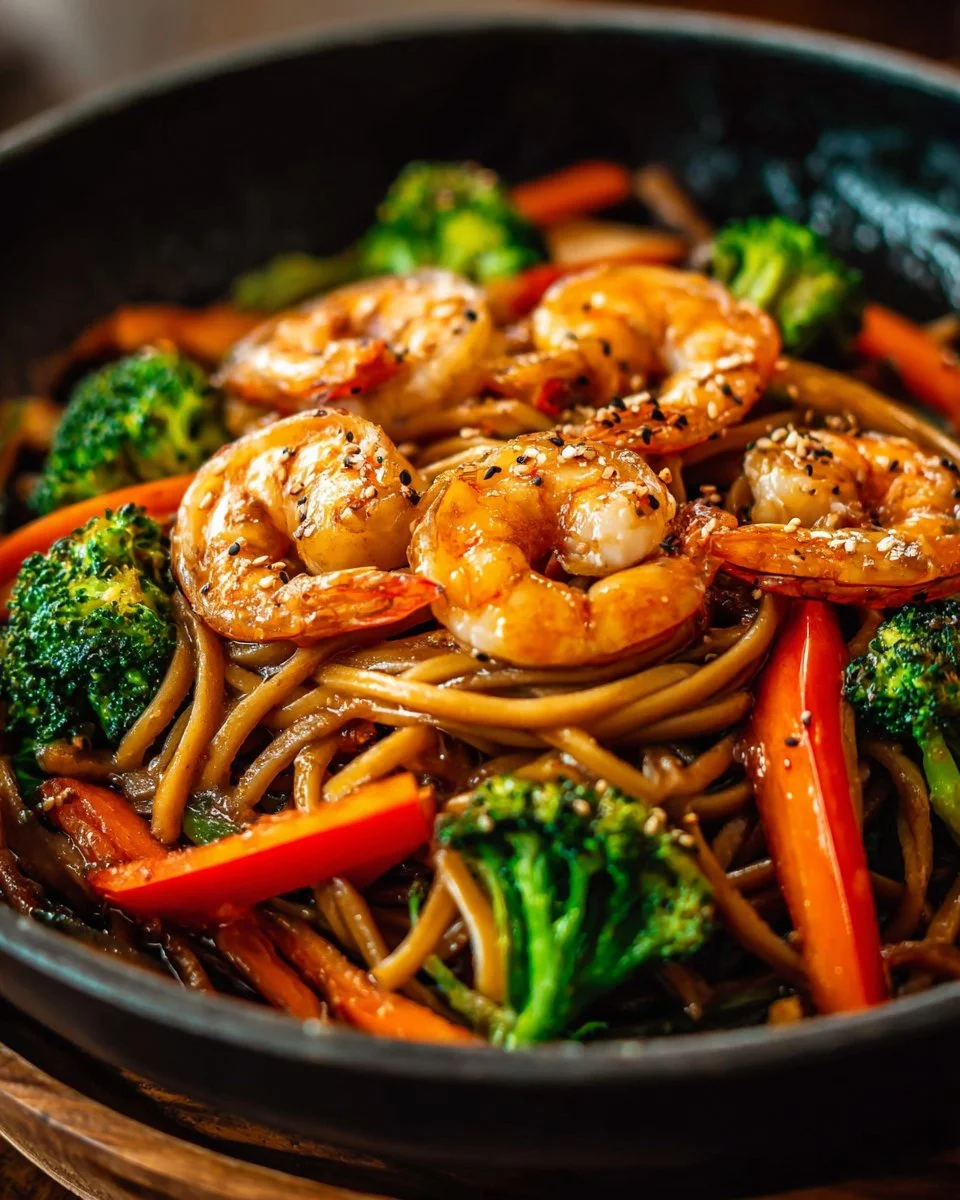 Shrimp Stir Fry with Edamame Noodles