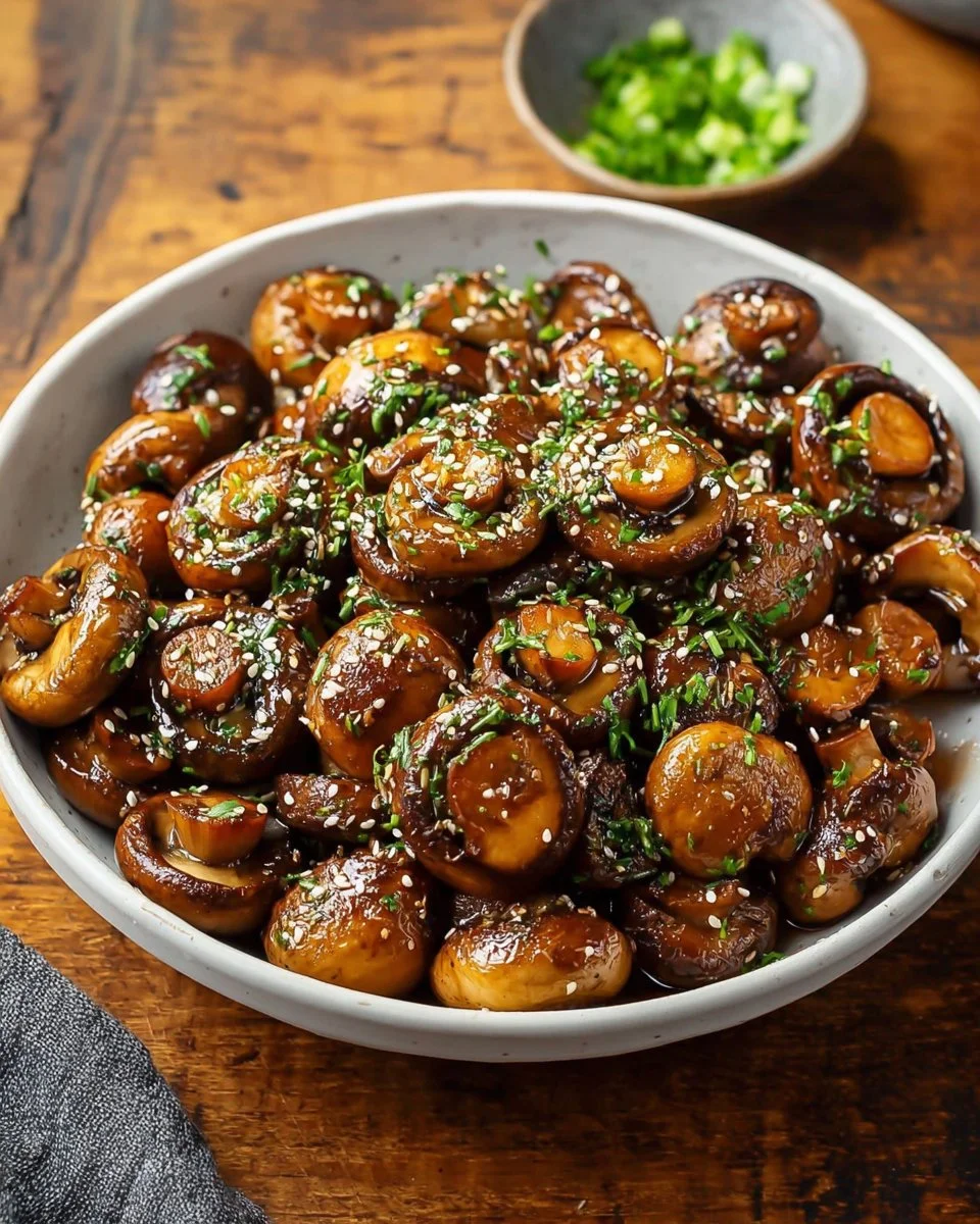 Balsamic Soy Roasted Garlic Mushrooms