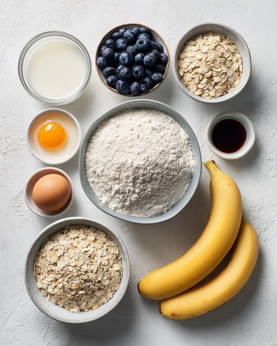Banana Blueberry Oatmeal Muffins