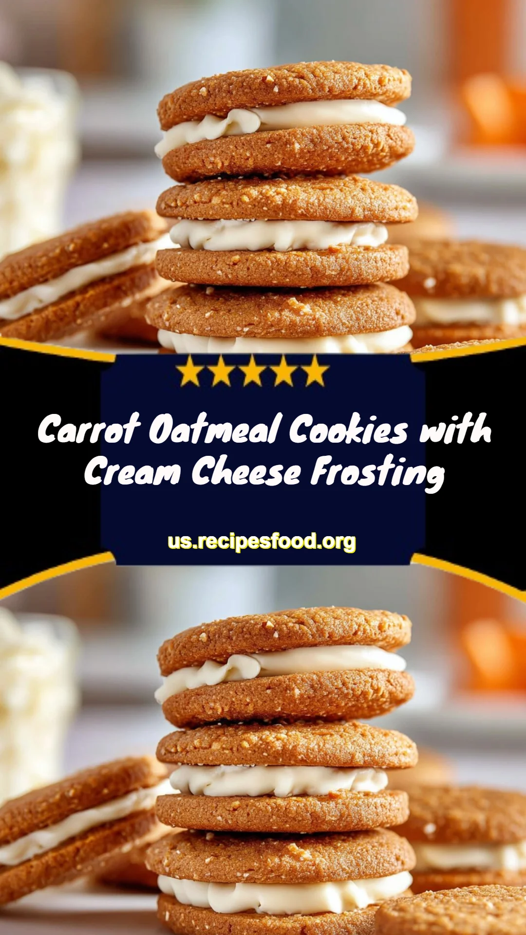 Carrot Oatmeal Cookies with Cream Cheese Frosting