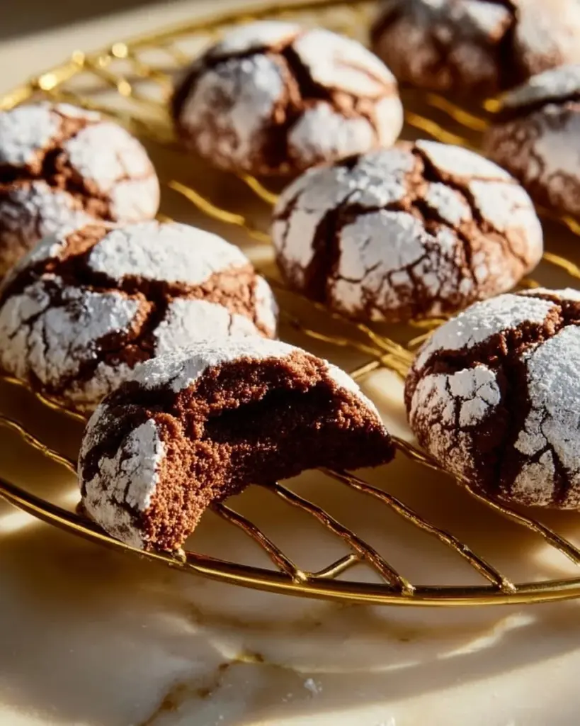 Delicious Chocolate Espresso Crinkle Cookies dusted with powdered sugar