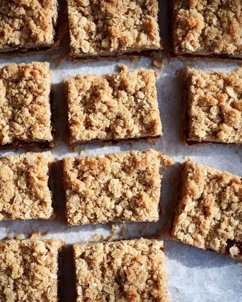 Delicious Cranberry Date Squares on a rustic wood table.