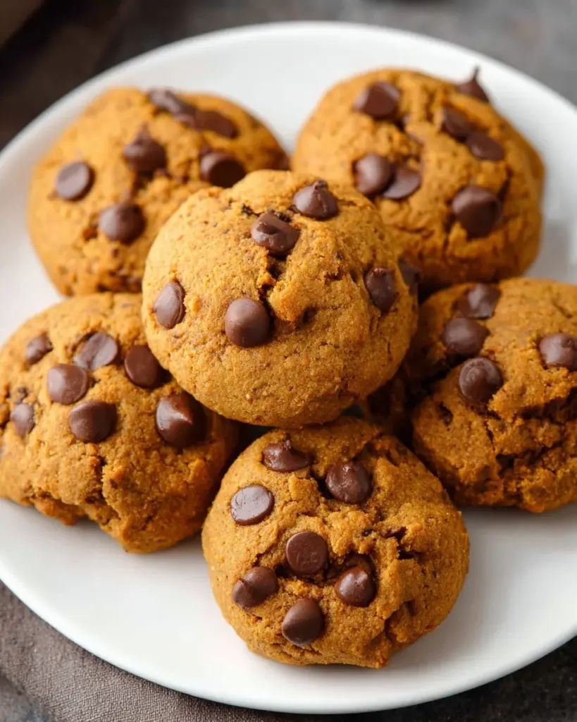 Delicious gluten-free pumpkin cookies on a plate, ideal for fall baking.