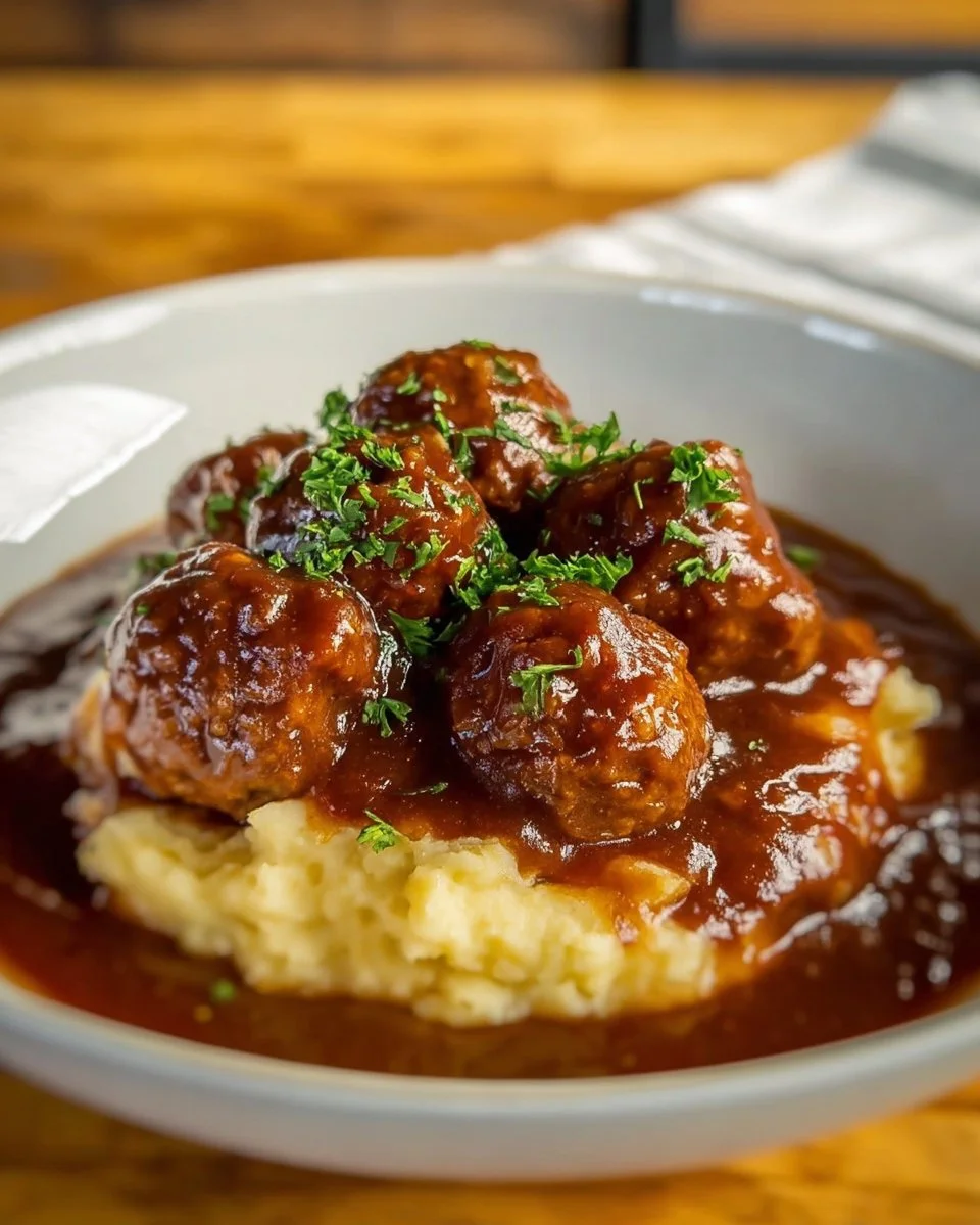Slow Cooker Meatballs with Gravy