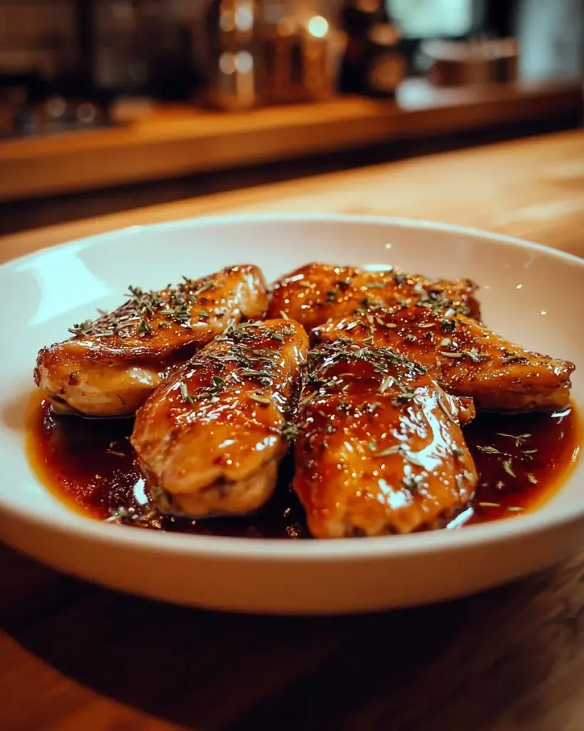 Slow Cooker Sweet Baby Ray's Chicken served in a bowl with garnishes