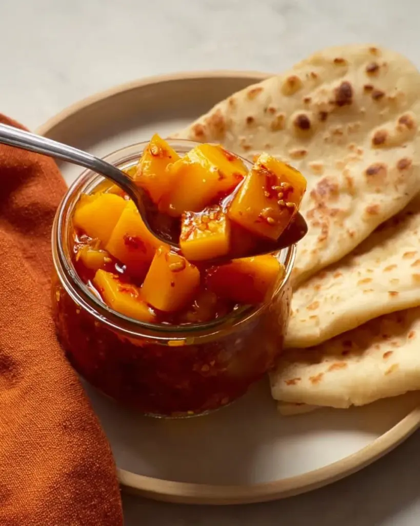 Delicious Spicy Mango Pickle in a glass jar