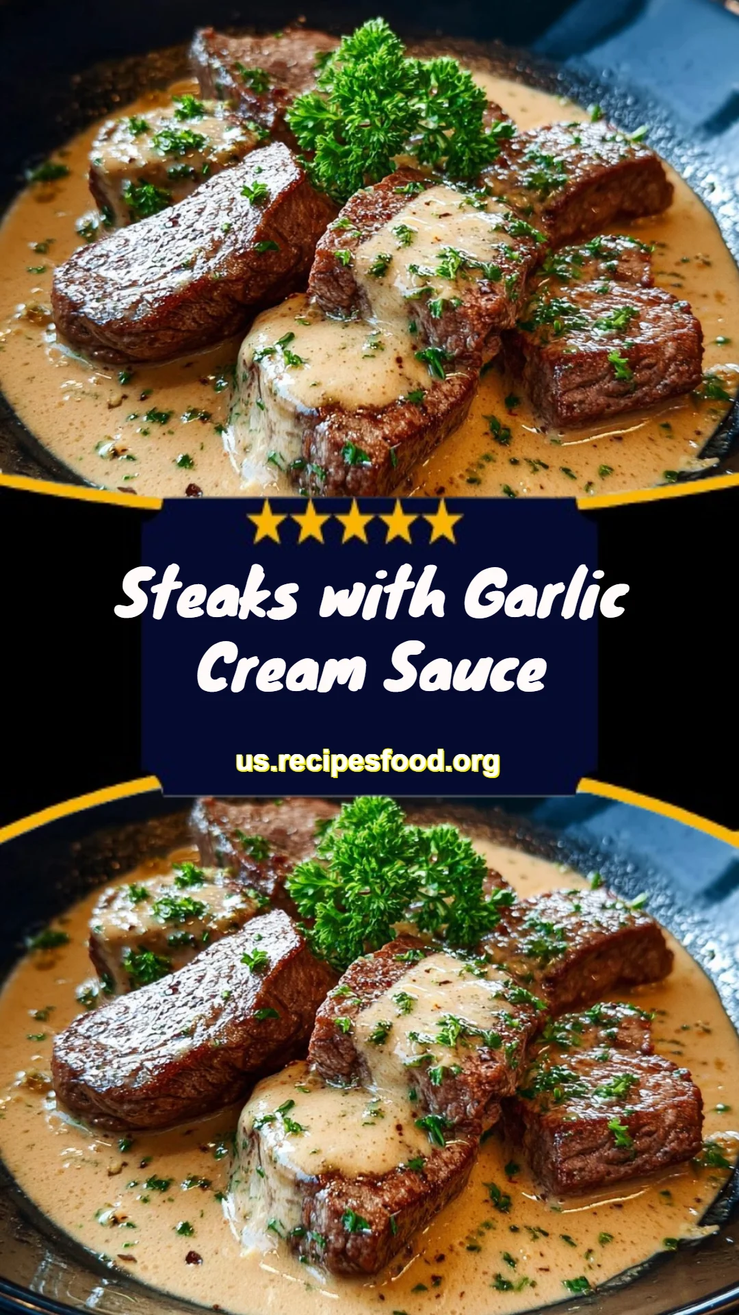 Steaks with Garlic Cream Sauce