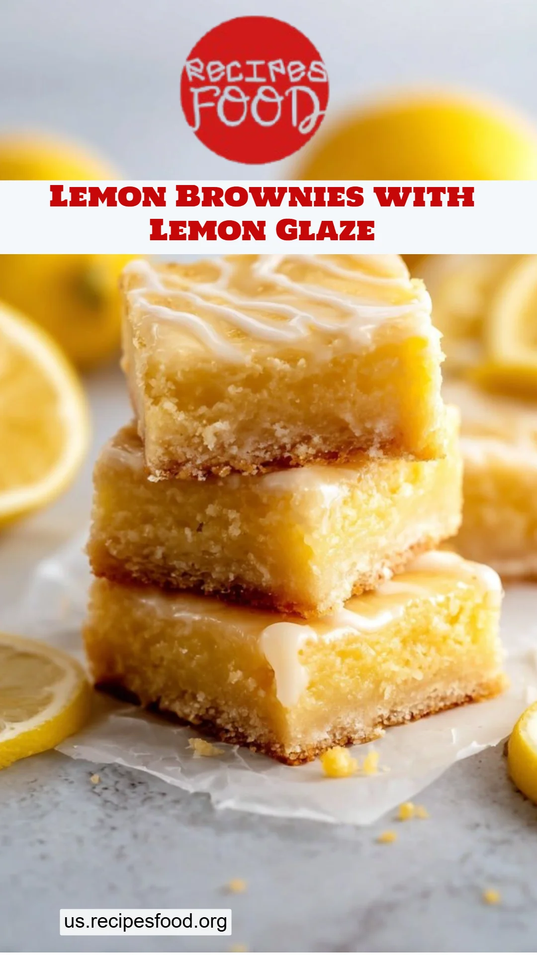 Lemon Brownies with Lemon Glaze