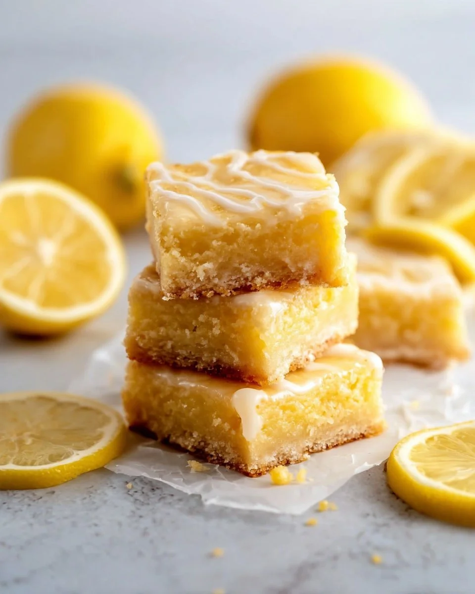 Lemon Brownies with Lemon Glaze
